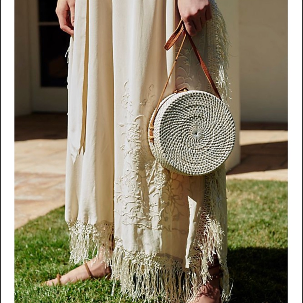 Free People Lovina Straw Crossbody - White